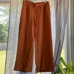 a new day Wide Legs Pants Linen Blend Burnt Orange Elastic Medium Boho